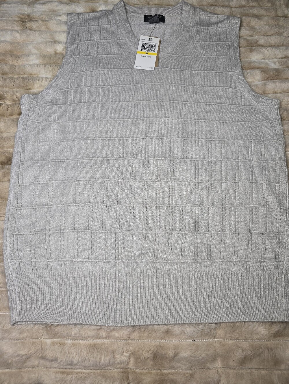 Dockers NWT Gray V-Neck Sweater Vest Medium Academia Preppy Layering Knit Top